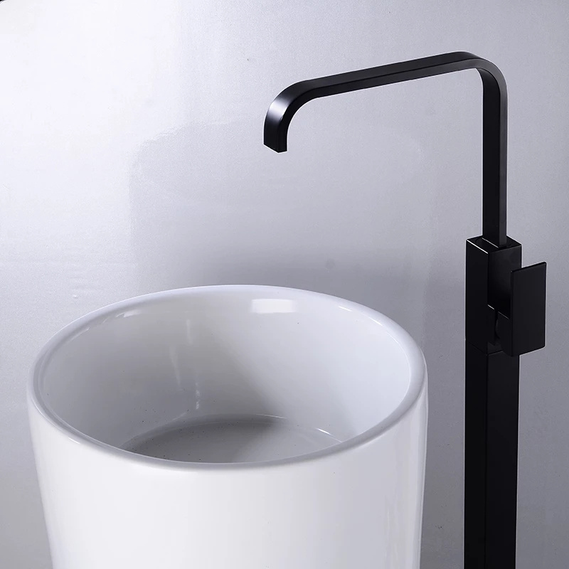 freestanding wash basin Black Shower System Bathtub Taps Free Standing Bathtub Tap Floor Mounted Faucet Shower Mixer Tap