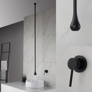 Water Drop Hang Ceiling Faucet Bathroom Basin Bathtub Tap Solid Brass Wall Mounted Hot Cold Water Sink Mixer Tub Hardware