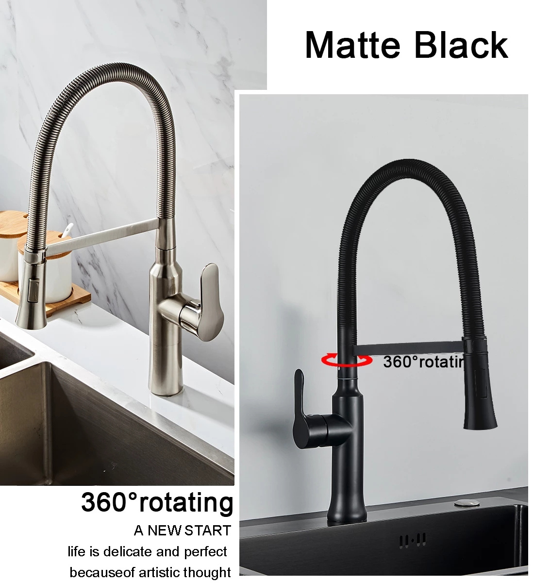 Kitchen Faucet Black Nickel Hot and Cold Water Classic kitchen faucet Brass brushed process swivel Faucet griferia lavamano