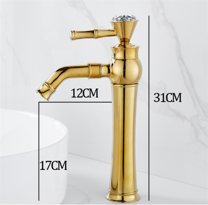 Bathroom Basin Faucets Classic Brass Diamond Faucet Single Handle Hot And Cold Tap Gold Crystal Mixer Washbasin Faucets