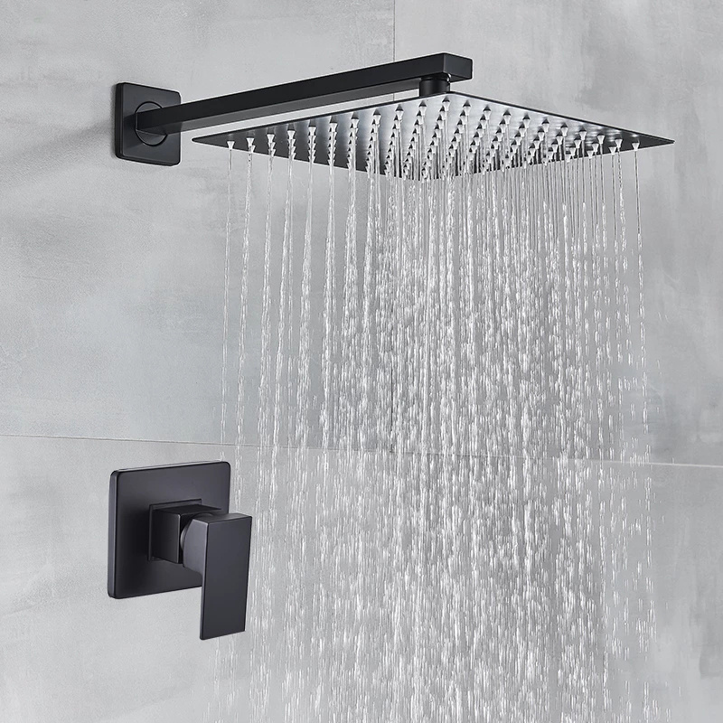 Newly Matt Black Bathroom Shower Faucet Set 8