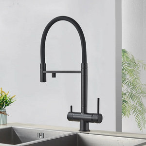 Filter Water Kitchen Faucet 2 in 1 Black Pull Down Pure Water Sink Faucets for Kitchen Deck Swivel Hot Cold Mixer Tap