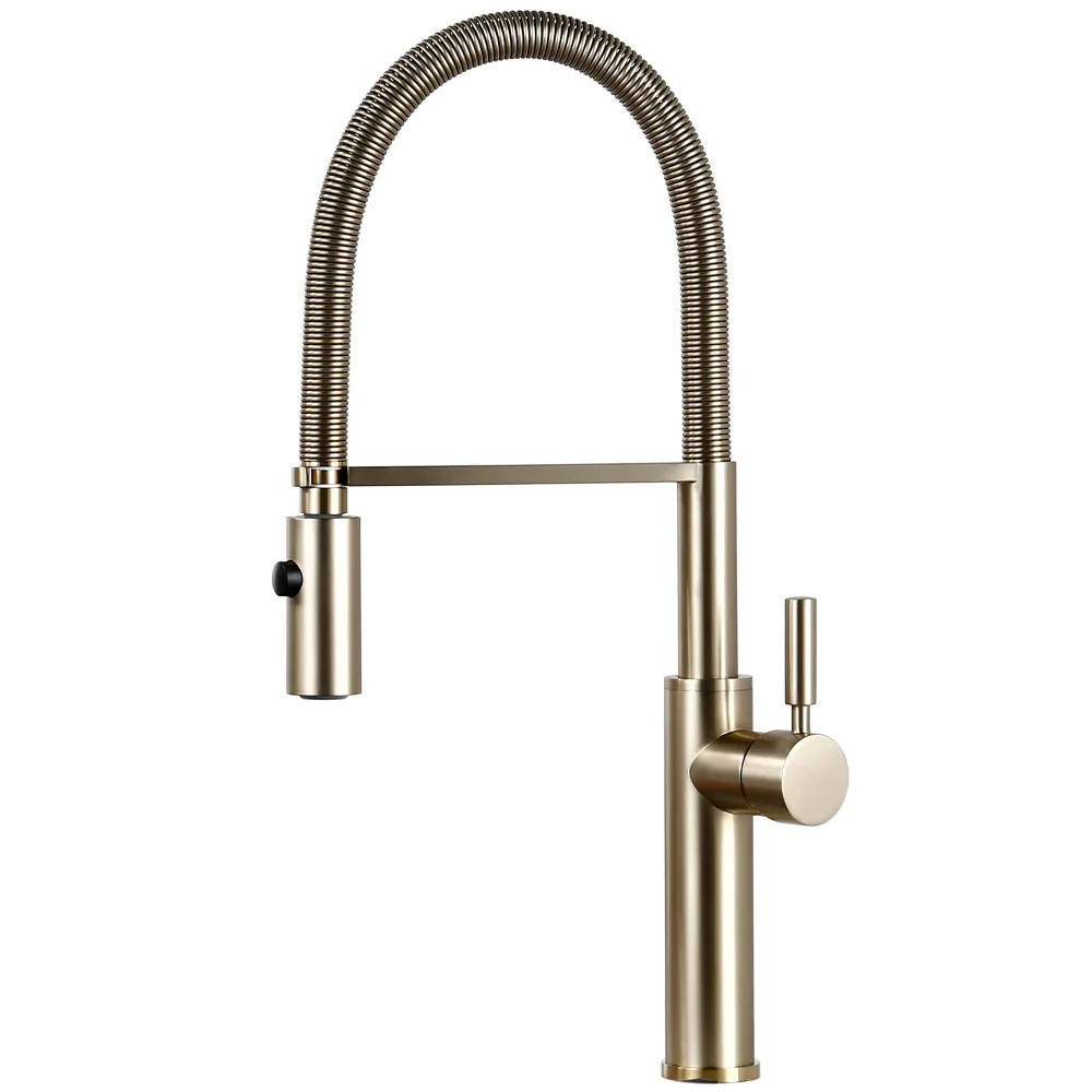 Brushed Nickel Brass Sink Pull Down Dual Sprayer Nozzle Mixer Water Taps classific rotatable european industrial kitchen faucet