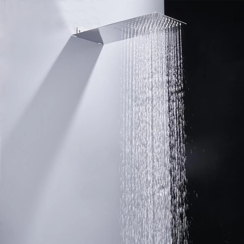 Chrome Rain Waterfall Shower Head Stainless Steel 304 Shower Head Wall Mount 2 Function Water Outlet Shower Replace Head Faucet