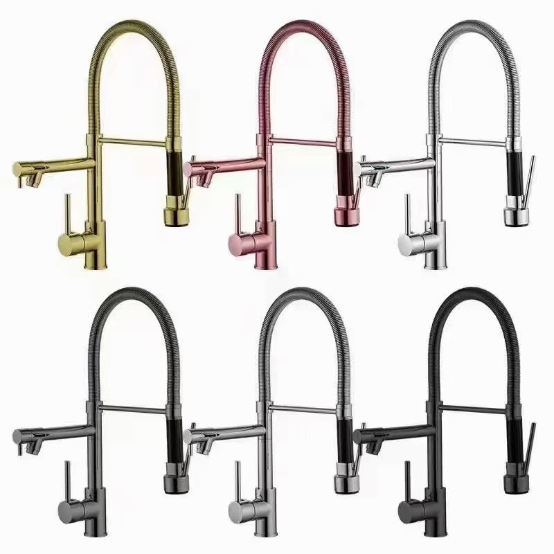 Luxury Black Bronze Spring Kitchen Mixer Faucet Vanity Tap Single Handle Mixer Tap Sink Faucet 360 Rotation Kitchen Faucets