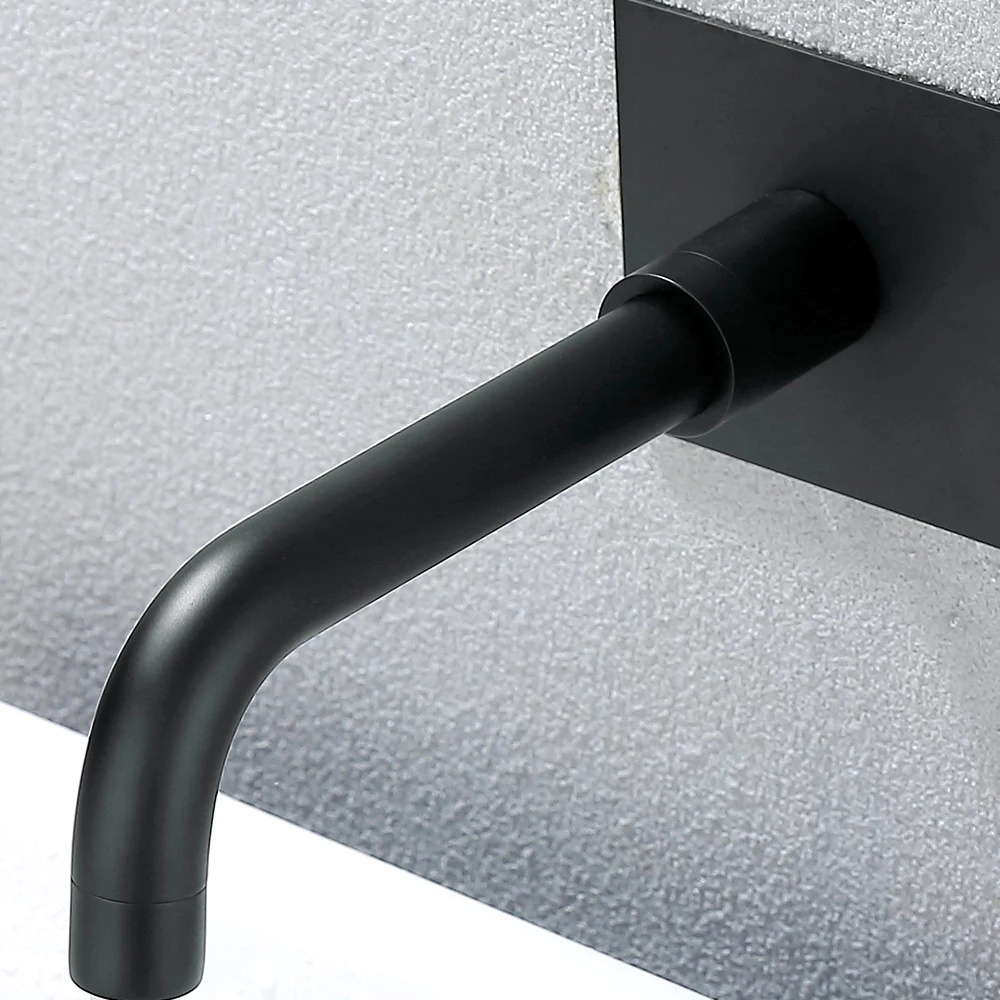 Wall-mounted Concealed With Pre-embedded Box Matte Black Basin Faucet Brushed Gold Hot and Cold Water Washbasin Mixer Tap