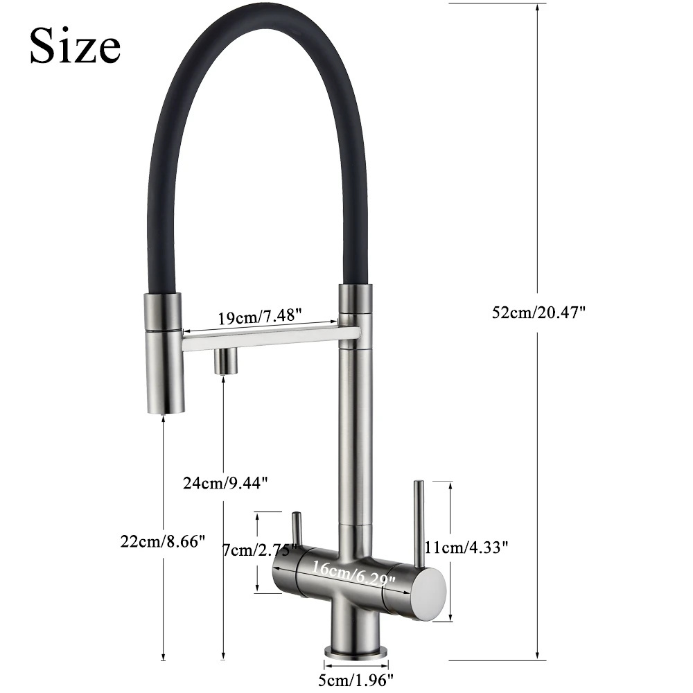 Filtered Kitchen Faucets Dual Spout Filter Faucet Mixer Pull Out Spray 360 Rotation Water Purification 3 Ways Sink Mixer Kitchen