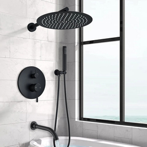 Bathroom shower mat set Wall Mount Big Rainfall Head With Hand Sprayer Bathtub Taps Bath Shower Mixer Set System