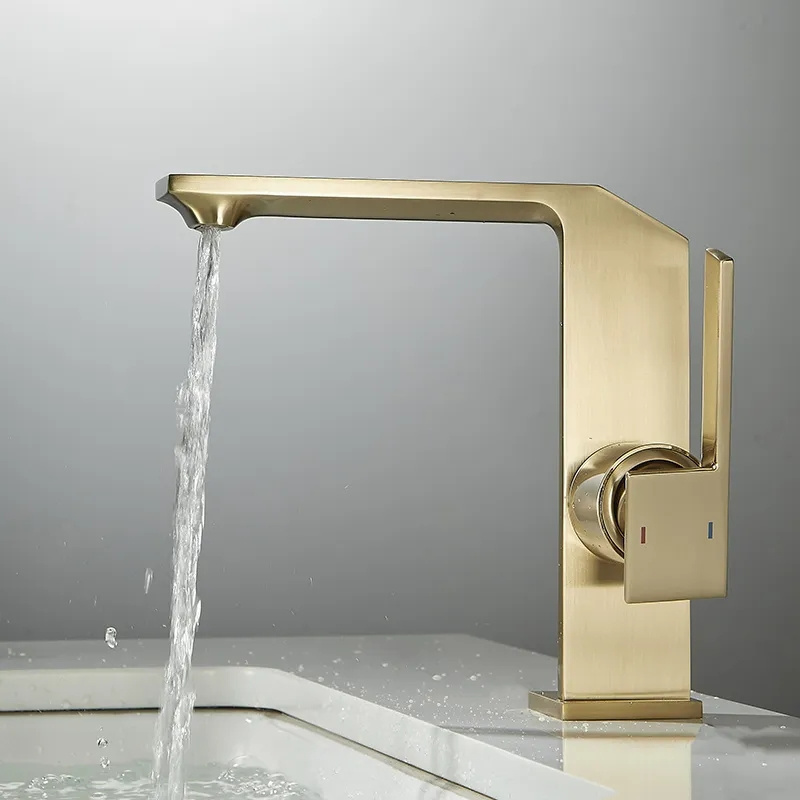 Golden high end bathroom faucets bathroom sink faucet basin mixer single handle tall polished nickel bathroom faucet