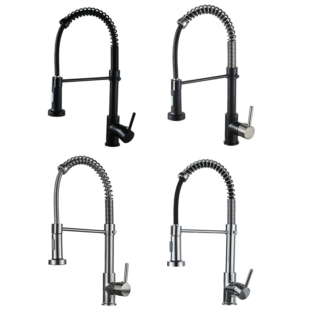 Spring Kitchen Sink Faucet Pull Down Sprayer Nozzle Single Handle stainless steel brushed hot and cold mixed faucet osmosis