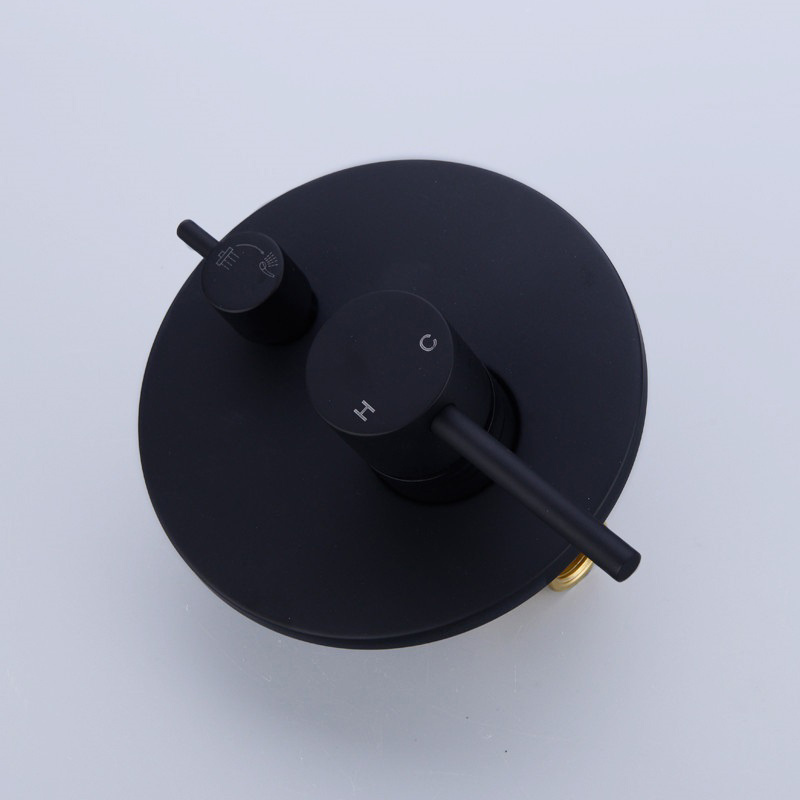 2 Function Matte Black Round bath Shower Mixer faucet Valve Solid Brass Shower Faucet Control Valve Wall Mounted Mixer Valve