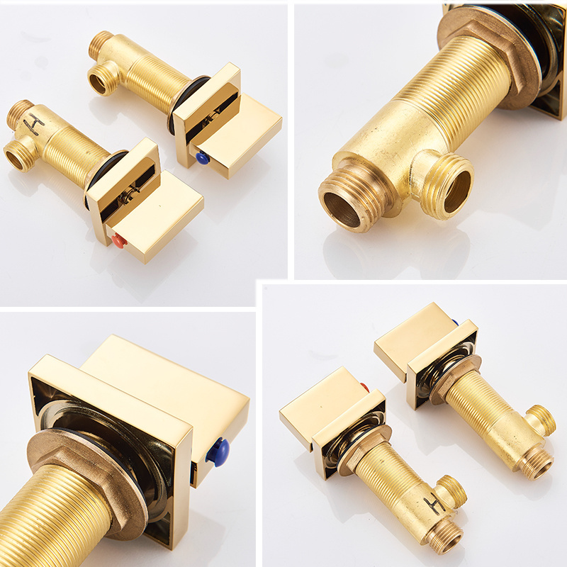 Bathroom faucet Gold widespread Basin faucet black Tap luxury Basin Mixer Hot And Cold shower room sink Faucet