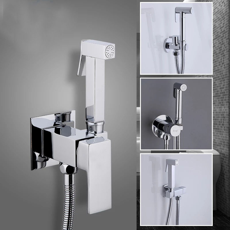 Brass bidet Faucets wall mounted bidet toilet faucet shower with handheld sprayer shower chrome hygienic shower bidet muslim