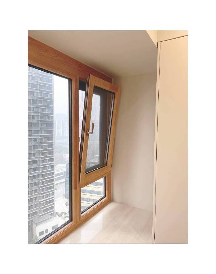 Aluminum Wooden Casement Window Simple Design Aluminum Wooden Swing Window