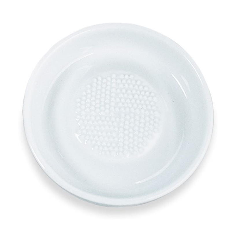 Custom kitchenware pure white Ceramic Garlic Grater Plate, for rubbing of ginger garlic and spices Plate