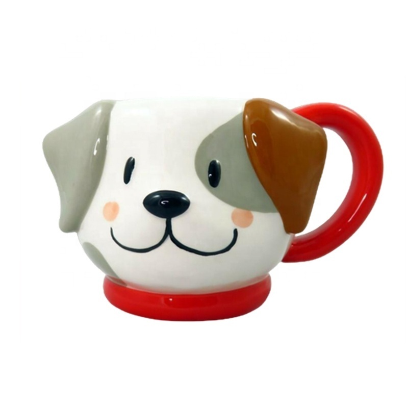 Custom 3D cat and dog face shaped mug Cute children's cartoon gift pet ceramic tea coffee mug