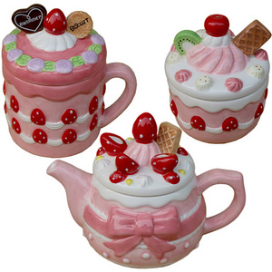 Ceramic cute teapot and teacup tea set