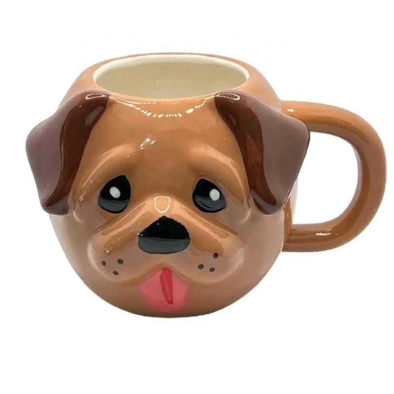 Custom 3D cat and dog face shaped mug Cute children's cartoon gift pet ceramic tea coffee mug