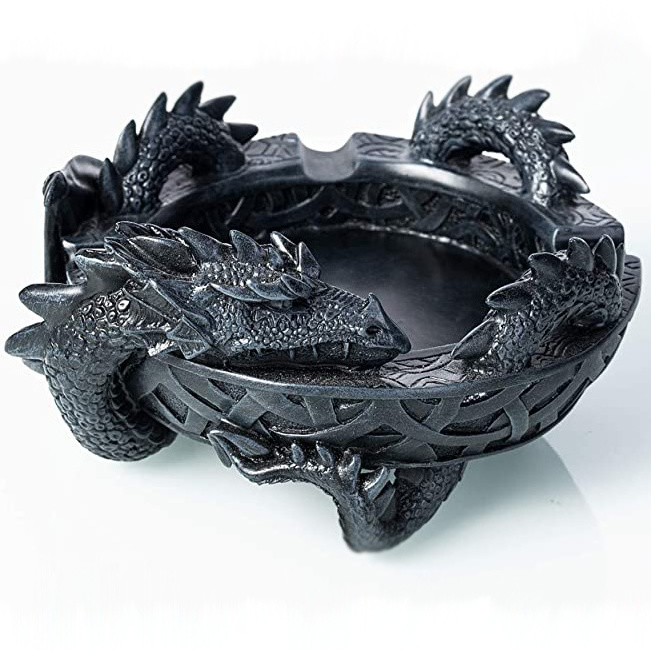 Hot selling cool three head dragon custom ashtray resin ashtray cigar ashtray men gift