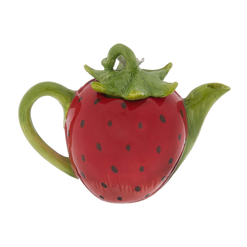 custom porcelain coffee tea pot unique teapot ceramic red apple tea bag pot with lid