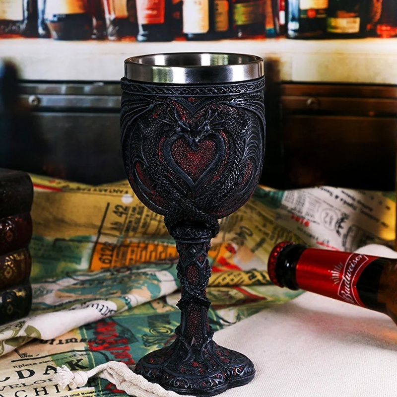 Custom vintage party bar beer mug unique resin viking goblets built in stainless steel drink drinking goblet wine glasses