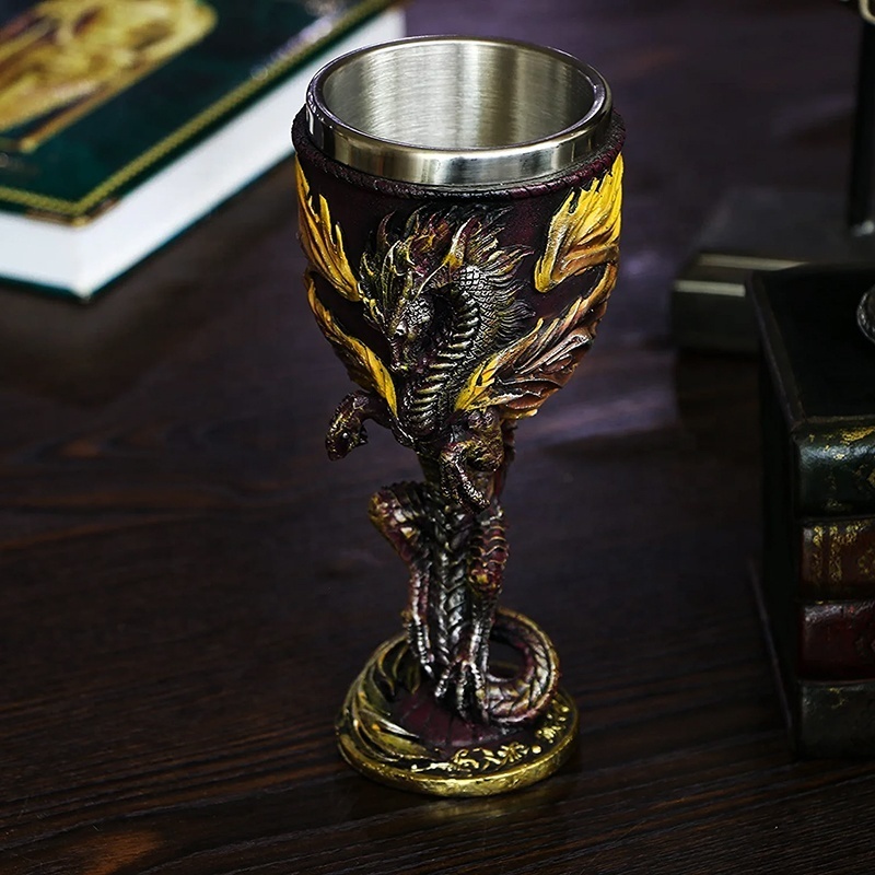 Custom vintage party bar beer mug unique resin viking goblets built in stainless steel drink drinking goblet wine glasses