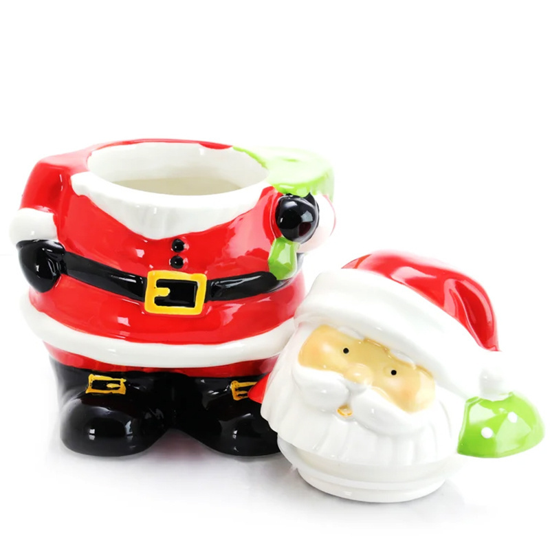 Custom 3D food storage Container Ceramic cartoon Santa kitchen decorate Cookie Candy jar