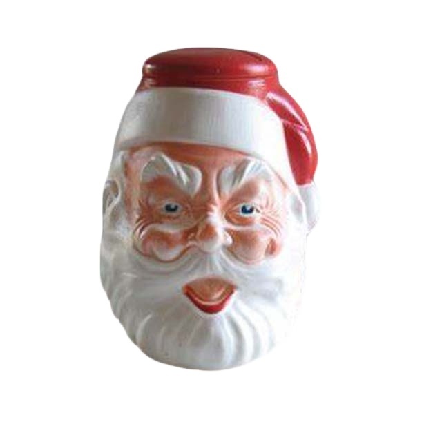 Ceramic christmas vintage blow mold Santa head cookie Jar fruit jelly jar