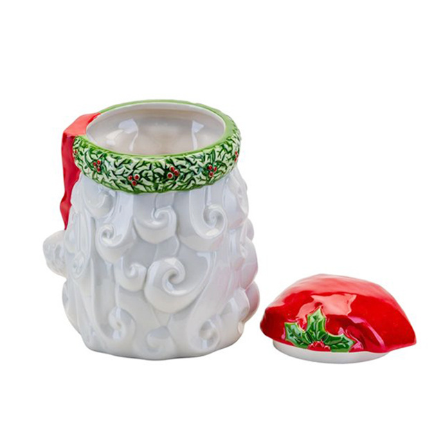 Ceramic christmas vintage blow mold Santa head cookie Jar fruit jelly jar