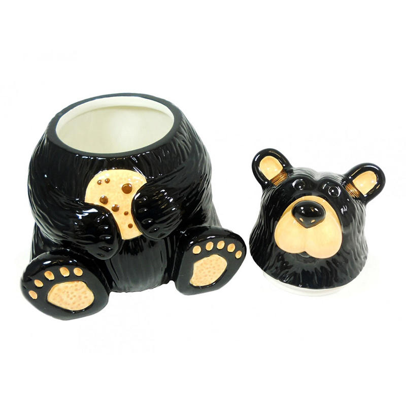 Wholesale handmade custom cute animal bear ceramic kitchenware storage containers cookie jar