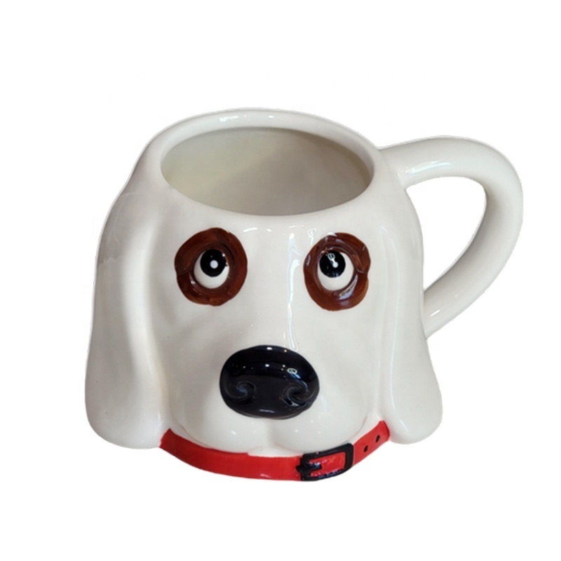 Custom 3D cat and dog face shaped mug Cute children's cartoon gift pet ceramic tea coffee mug