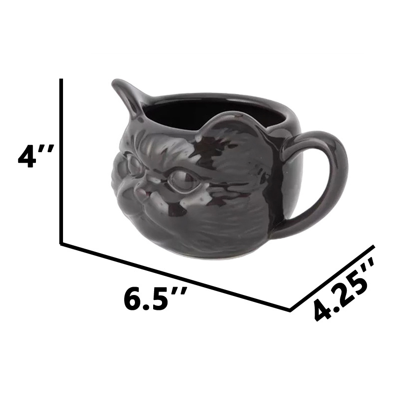 Custom handmade drinkware porcelain cute kitty meow animal cup official ceramic embossed 3D persian cat head coffee tea mug