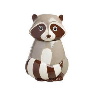 OEM unique raccoon empty storage ceramic jar set with lids cookie sugar nut candy food ceramic  kitchenware organizer stash jars