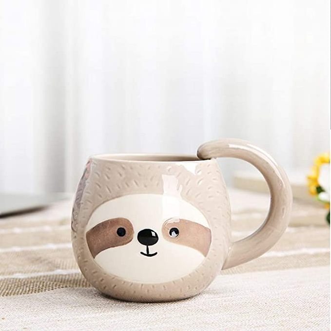 Custom 330ml cute cartoon animal teacup novelty 3D ceramic sloth birthday Christmas gift coffee mug