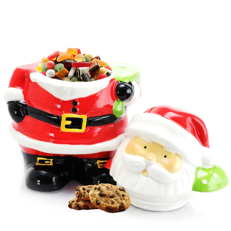 Custom 3D food storage Container Ceramic cartoon Santa kitchen decorate Cookie Candy jar