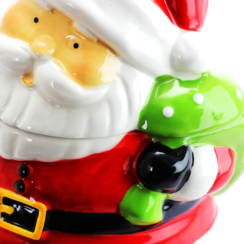 Custom 3D food storage Container Ceramic cartoon Santa kitchen decorate Cookie Candy jar