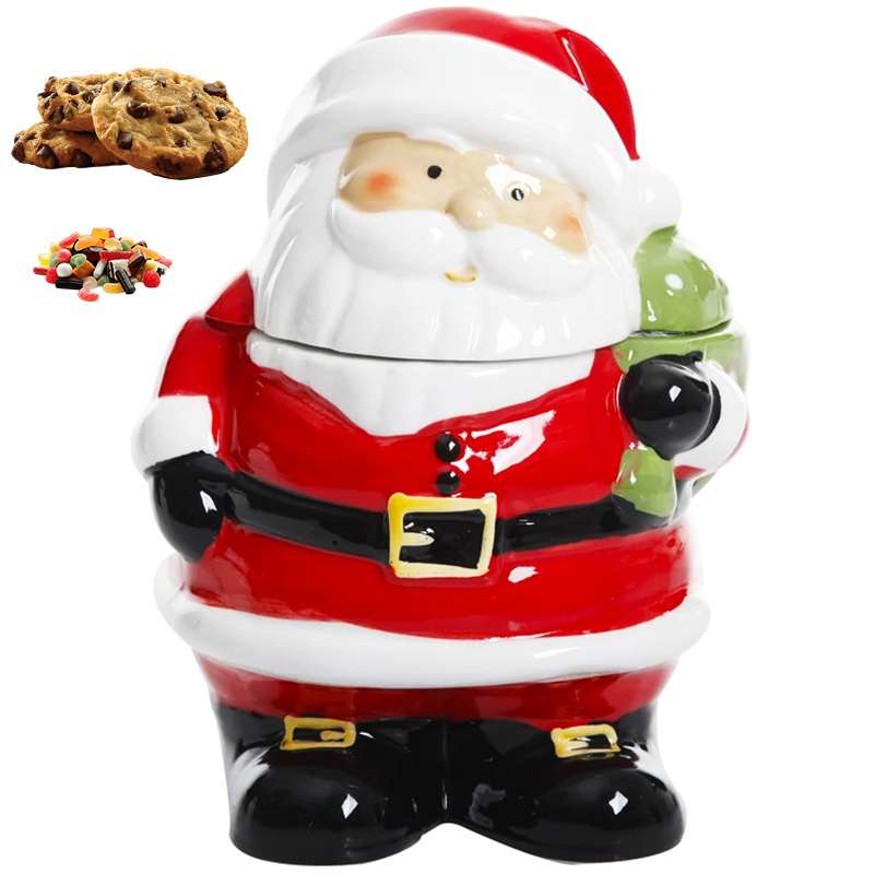 Custom 3D food storage Container Ceramic cartoon Santa kitchen decorate Cookie Candy jar