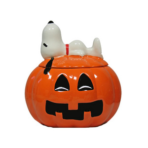 Ceramic shaped pumpkin cookie jar for Halloween gift jar in bulk