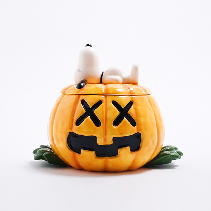 Ceramic shaped pumpkin cookie jar for Halloween gift jar in bulk