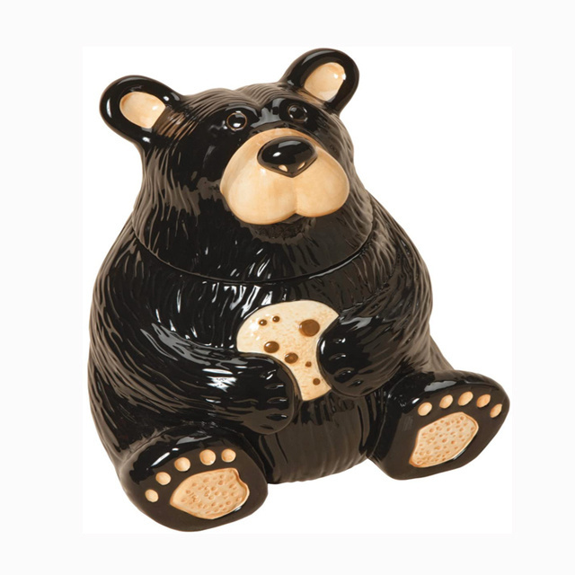 Wholesale handmade custom cute animal bear ceramic kitchenware storage containers cookie jar