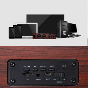 W8 12W Wooden BT Speaker Wireless Hi-Fi USB Loud Quad Speaker FM Radio 3000mAh Bass TF Card AUX Mode Music Player Speaker