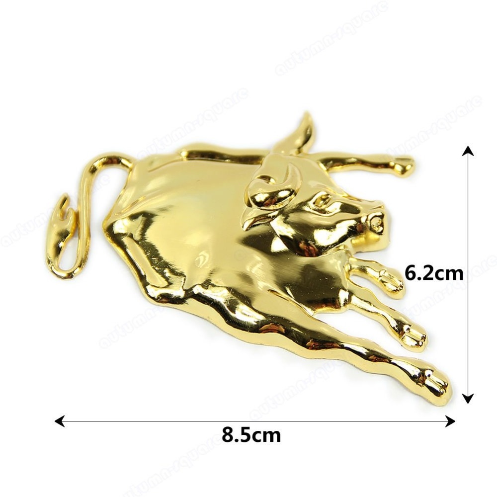 QILEJVS 3D Silver Gold Chrome Metal Bull Ox Emblem Car Truck Motor Sticker Auto Body Decal