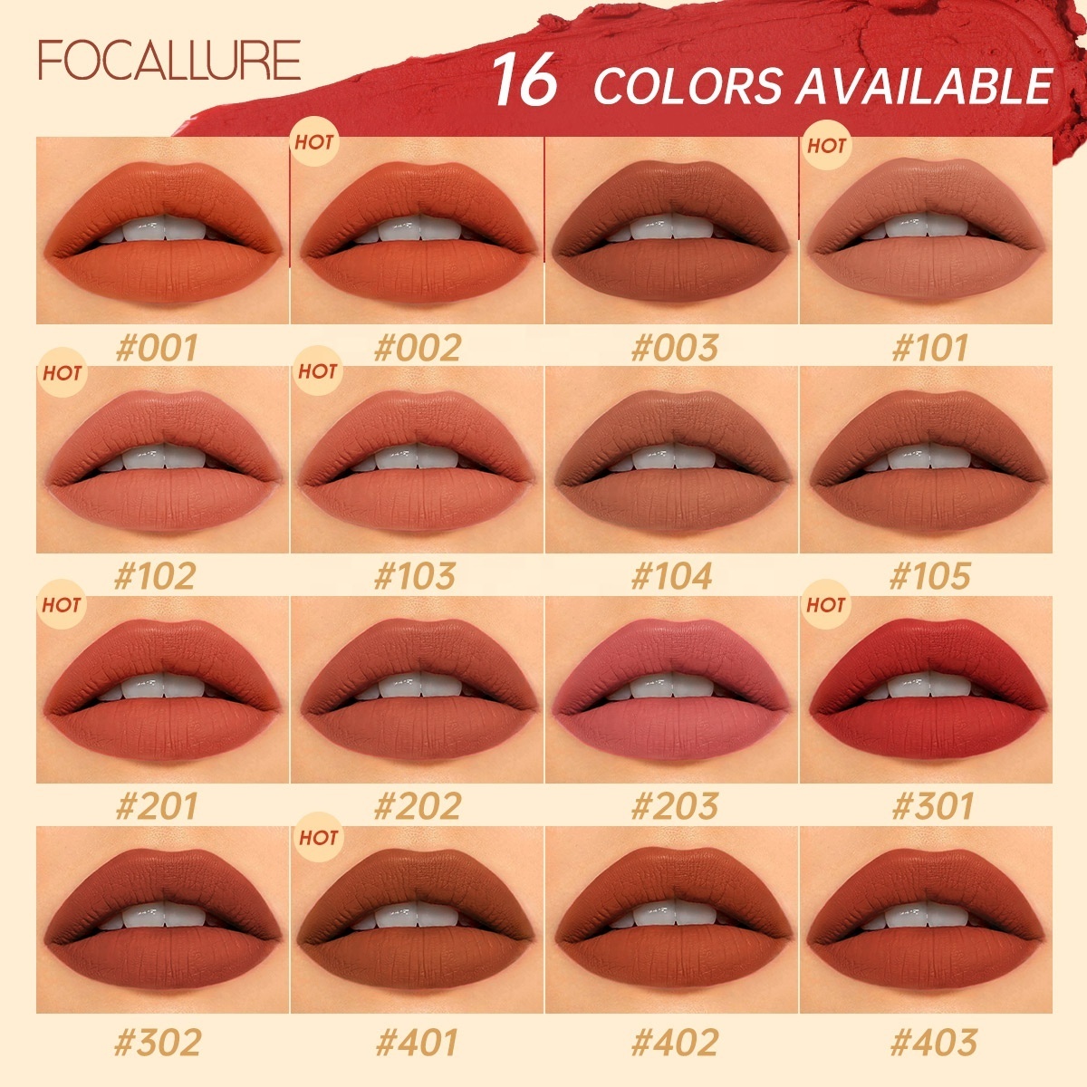 FOCALLURE FA203 Chinese Makeup Brands Lipstick Rose Flower Lip Stick Women Lips Beauty Lipstick