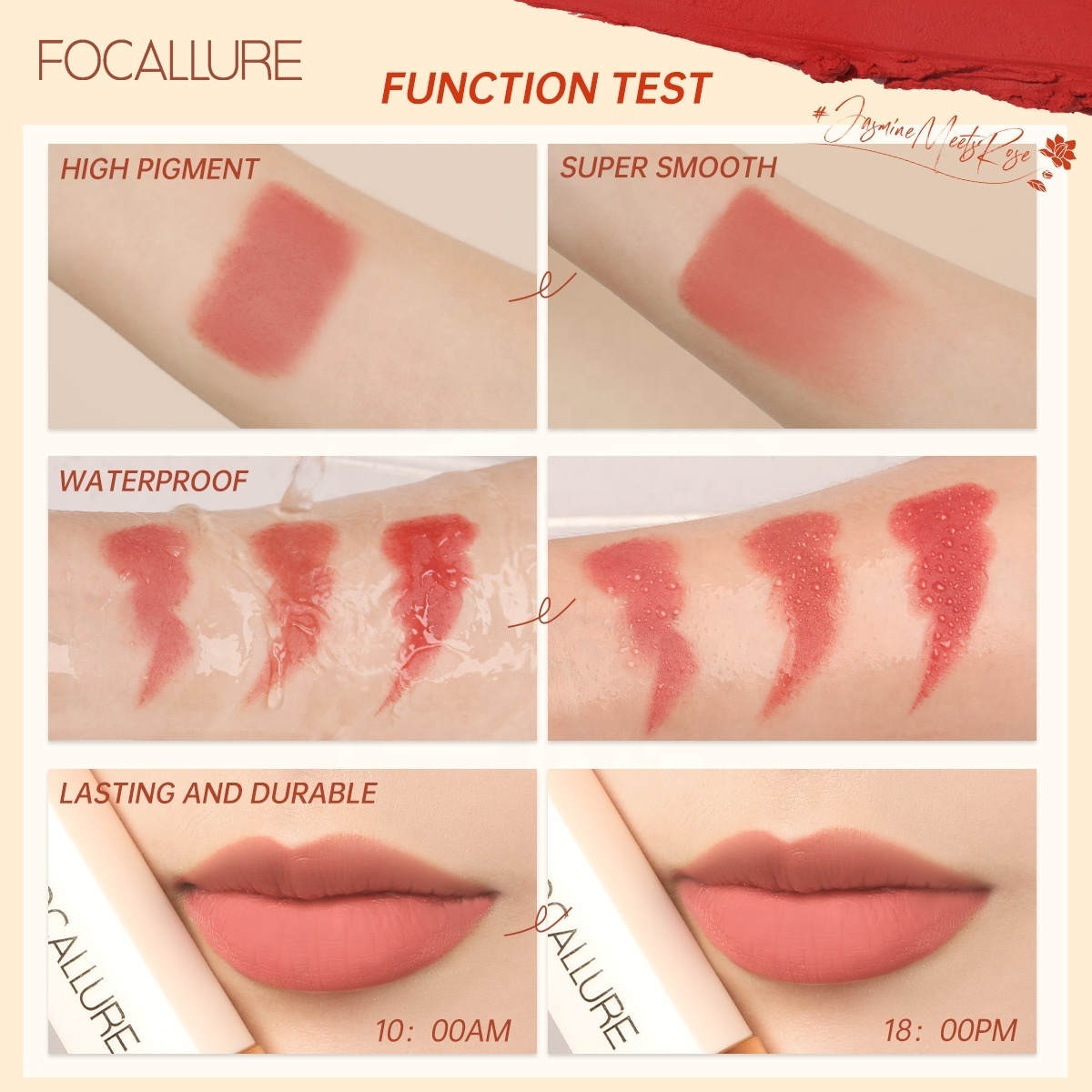 FOCALLURE FA203 Chinese Makeup Brands Lipstick Rose Flower Lip Stick Women Lips Beauty Lipstick