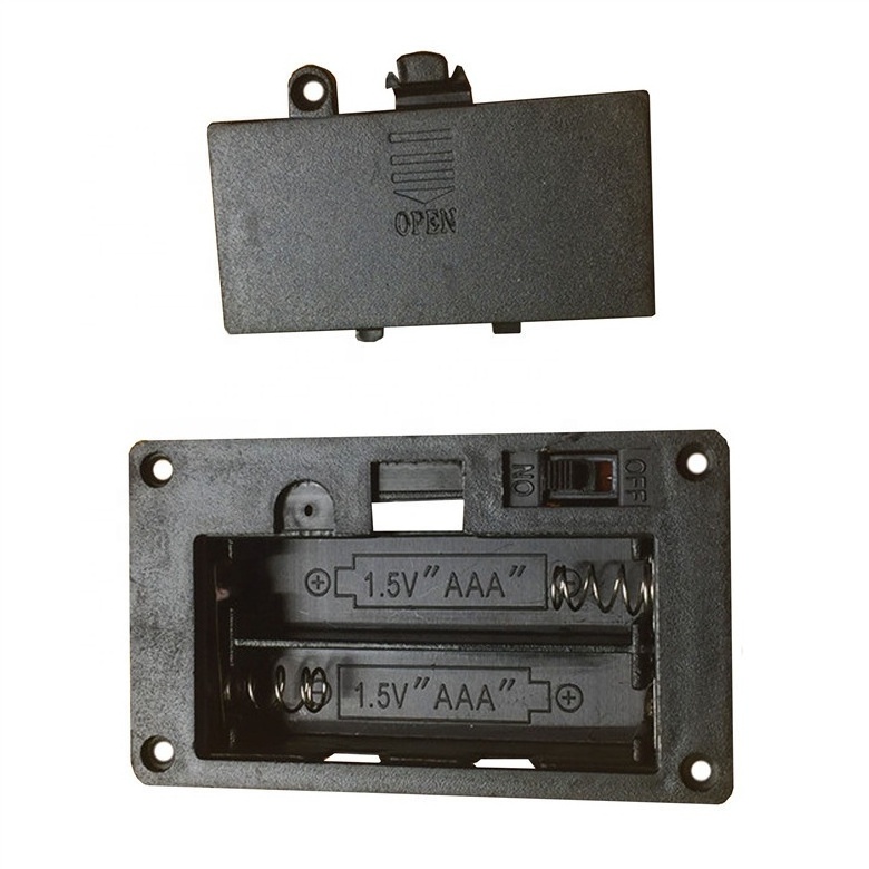 2AAA  battery holder Embedded 3V Environmental ABS battery case with switch 67.5X39X14mm