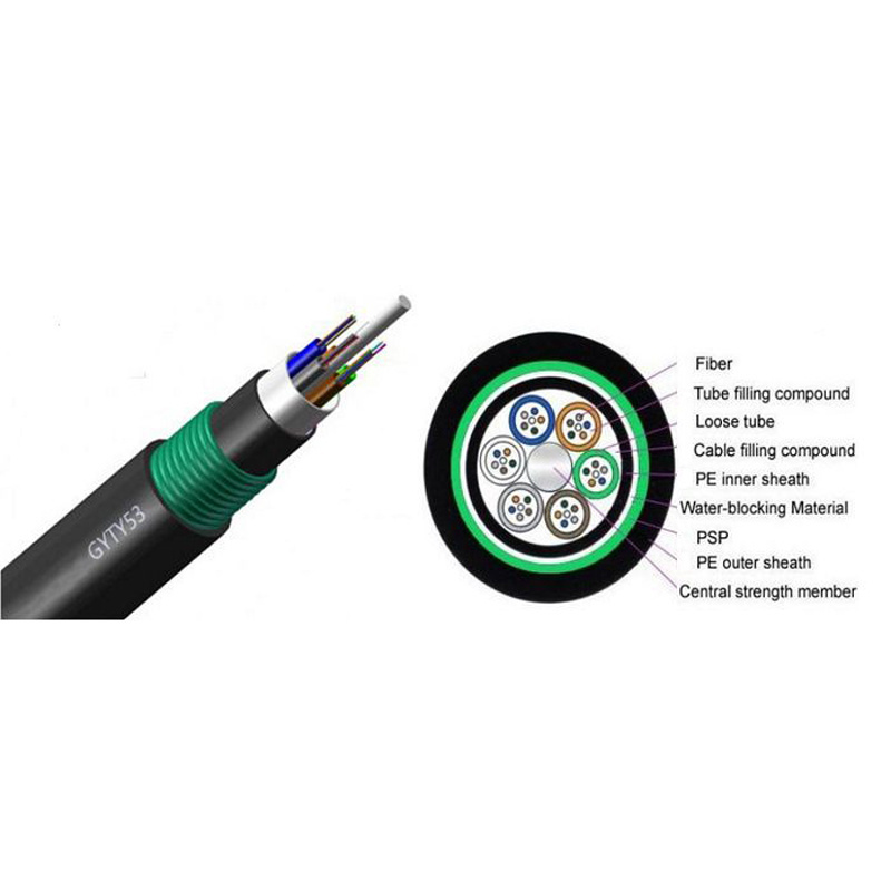 Outdoor Armoured 12 core Gyta53 G652d Underground Direct Buried Fiber Optic Cable