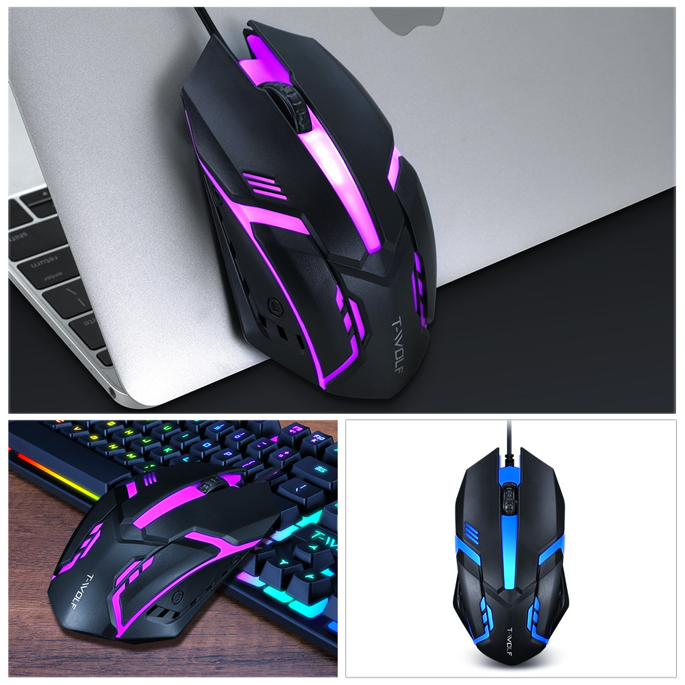 V1 Hot New Arrival Cheap Usb 3d Mouse Coloful Backlit LED Rgb Wired Optical Gamer PC Mice Computer Office Gaming Mouse for game