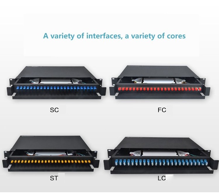 FTTH ODF 19 inch 1U 12 24 36 48 port sc fiber wall mount patch panel