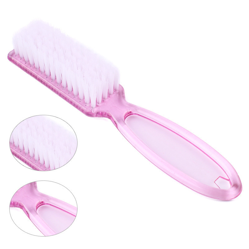 FOCSTAR Wholesale Cheap Transparent Long Handle Plastic Nail Tool Colorful Toe Fingernial Nail Cleaning Brush (BTB086)