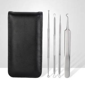 FOCSTAR 4PCS Stainless Steel Blackhead Removal Extractor Tool Set Acne Remover Tool Kit (BTE010)